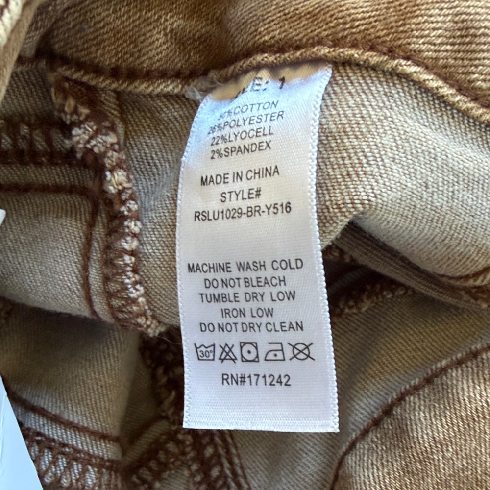 NWT Rise Supply Co Tan Full Side Lace-Up Flare Jeans Y2K Size 1 - Picture 6 of 13